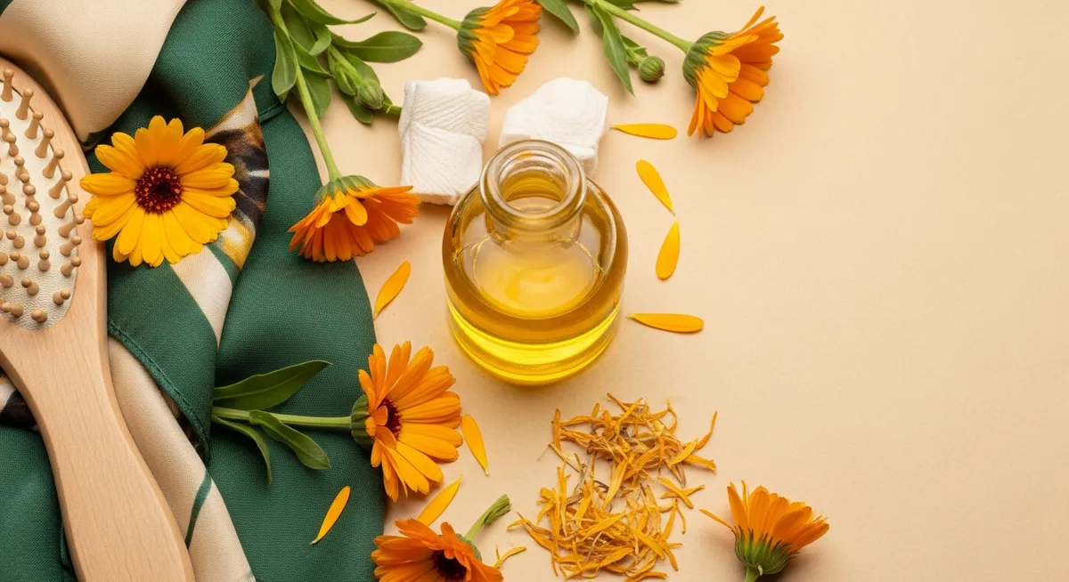 DIY Calendula Oil Hair Rinse for Shine & Softness